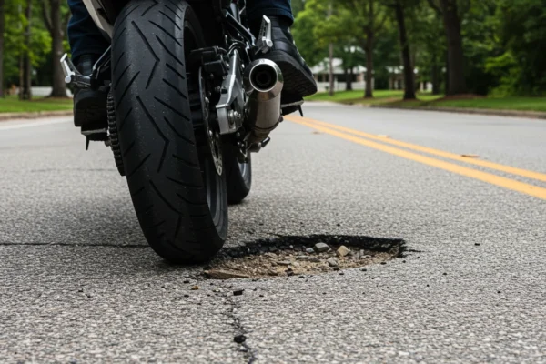 Accidentes de moto en Alpharetta: ¿Quién paga baches en
