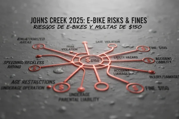 Johns Creek 2025: Riesgos de e-bikes y multas de $150