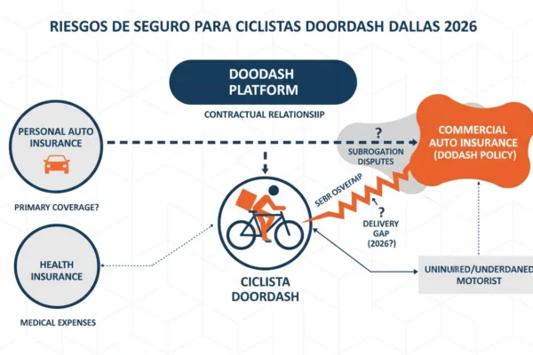 Ciclistas DoorDash Dallas: Riesgos de Seguro en 2026